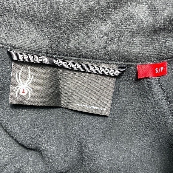 SPYDER Outbound Black & Red Pullover 1/4 Zip Sweater Spider Logo Mens SMALL EUC - Picture 3 of 4
